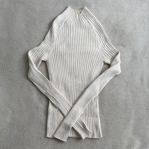 Zara Ribbed Mock Neck Knit Top - Picture 1 of 6